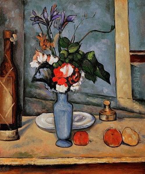 La Vase Bleu Oil Painting by Paul Cezanne