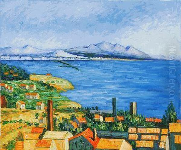 The Gulf Of Marseilles Seen From L'estaque Oil Painting by Paul Cezanne