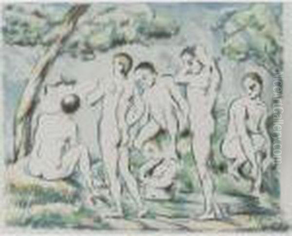 The Small Bathers Oil Painting by Paul Cezanne