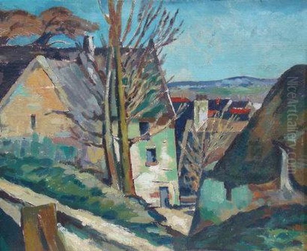 A Village View Oil Painting by Paul Cezanne