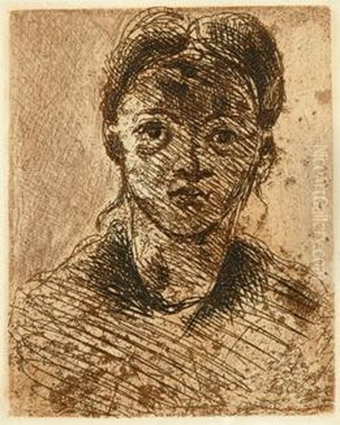 Head Of A Young Girl Oil Painting by Paul Cezanne