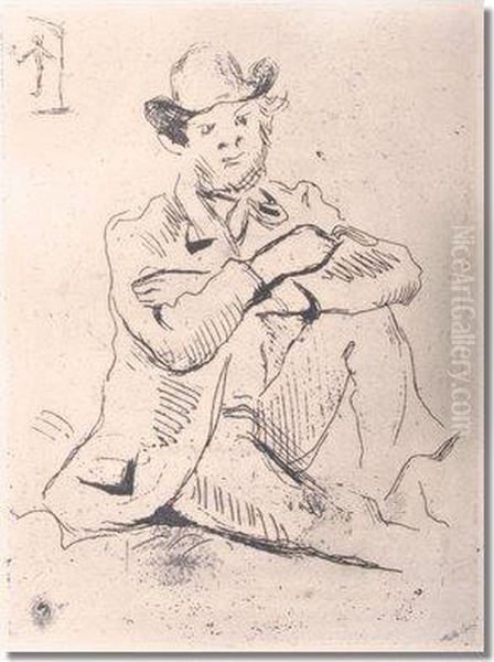 Portrait Of The Artist A Guillaumin Oil Painting by Paul Cezanne