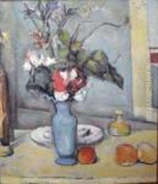 Still Life - Le Vase Blue Oil Painting by Paul Cezanne