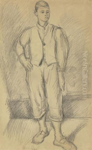 Portrait Du Fils De L'artiste (recto); Scene Illustrant Un Recitromantique (verso) Oil Painting by Paul Cezanne