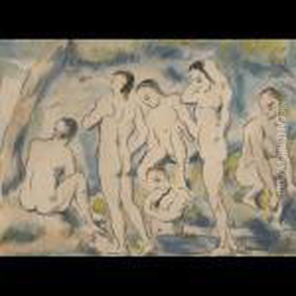 The Small Bathers [venturi 1156] Oil Painting by Paul Cezanne