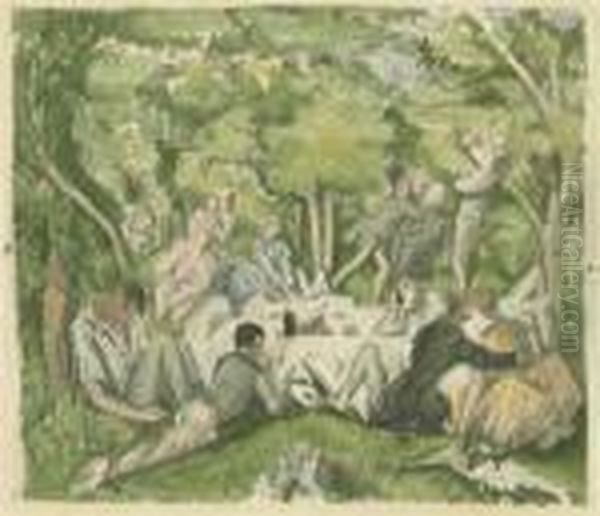 Le Dejeuner Sur L'herbe Oil Painting by Paul Cezanne