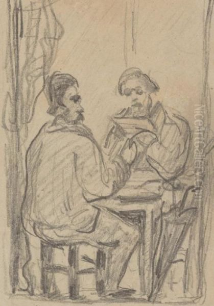 Zola Et Alexis Oil Painting by Paul Cezanne