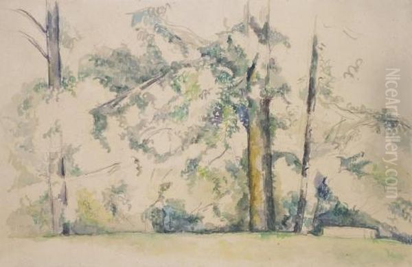 Les Grands Arbres Du Jas De Bouffan Oil Painting by Paul Cezanne