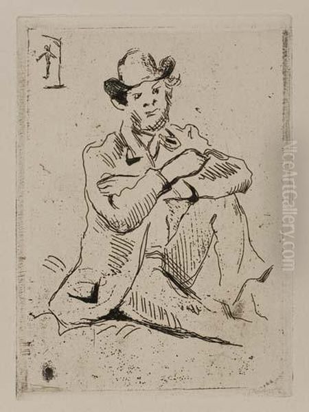 Two Etchings.
Portrait De Peintre A. Guillaumin Au Pendu Oil Painting by Paul Cezanne