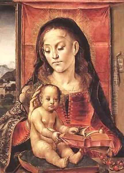 Virgin And Child Oil Painting by P. Joos van Gent and Berruguete