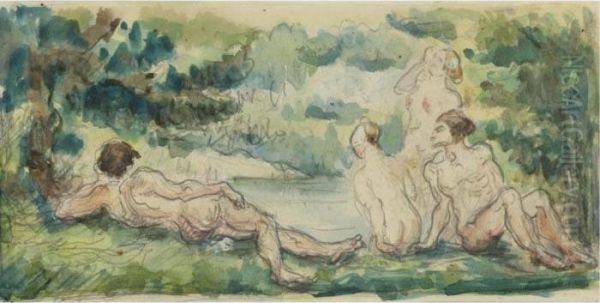 Baigneurs Et Baigneuses Oil Painting by Paul Cezanne