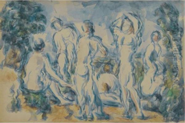 Groupe De Baigneurs Oil Painting by Paul Cezanne