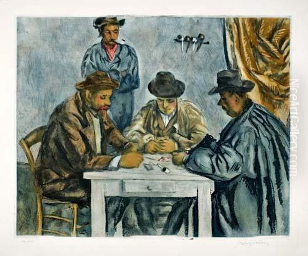 Les Jouers De Cartes. Oil Painting by Paul Cezanne