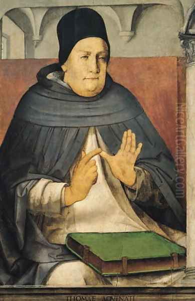 Portrait of St Thomas Aquinas Oil Painting by P. Joos van Gent and Berruguete