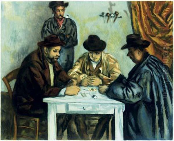 Les Joueurs De Cartes, By Jacques Villon Oil Painting by Paul Cezanne