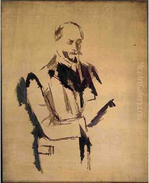 Portrait Presume D'auguste Pellerin Oil Painting by Paul Cezanne