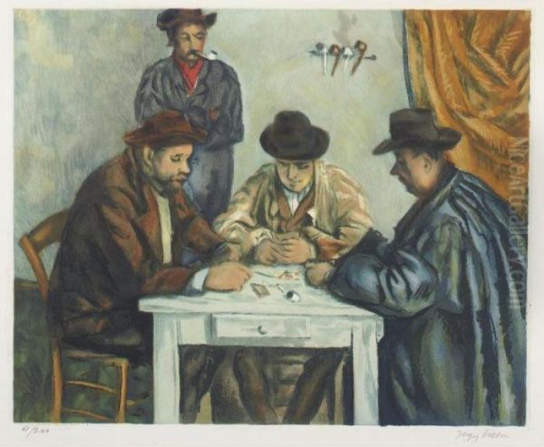 Les Joueurs De Cartes (ginestet / Pouillon E 662) Oil Painting by Paul Cezanne