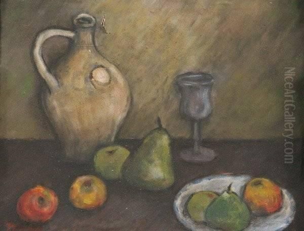 Still Life With Jug, Glass, And Fruit Oil Painting by Paul Cezanne