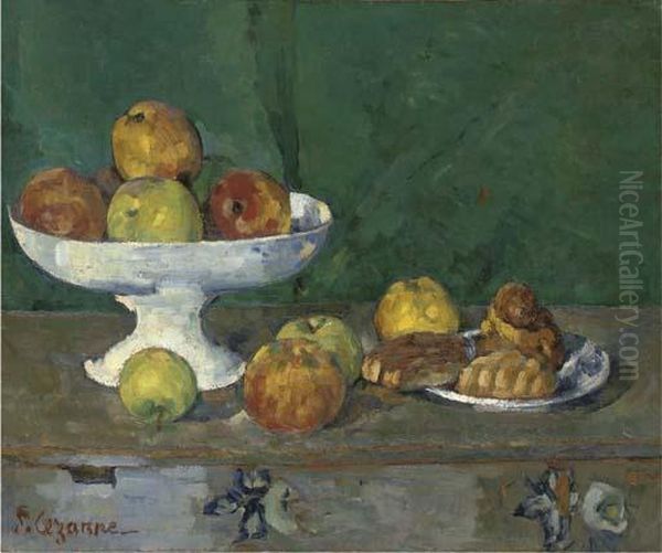 Pommes Et Gateaux Oil Painting by Paul Cezanne