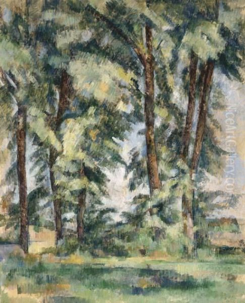 Les Grands Arbres Au Jas De Bouffan Oil Painting by Paul Cezanne