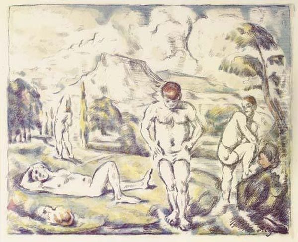 Les Baigneurs (large Plate) (venturi 1157; Druick 1) Oil Painting by Paul Cezanne