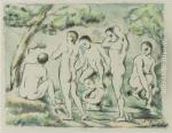 The Small Bathers (venturi 1156; Druick Iii) Oil Painting by Paul Cezanne