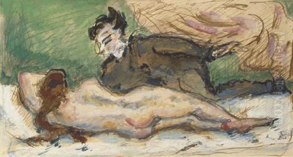 Homme Aupres D'une Femme Nue Oil Painting by Paul Cezanne