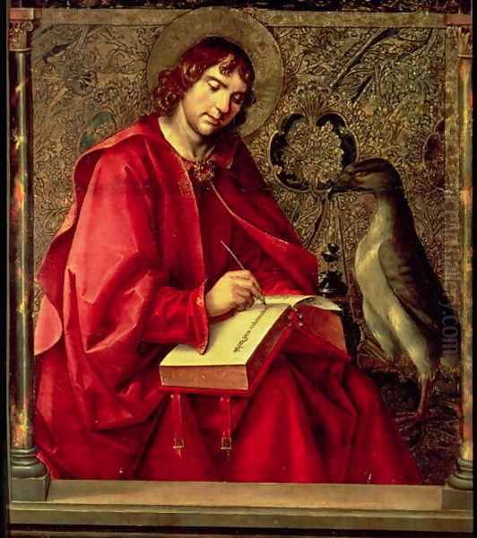 St John the Evangelist from the St Thomas altarpiece Oil Painting by P. Joos van Gent and Berruguete