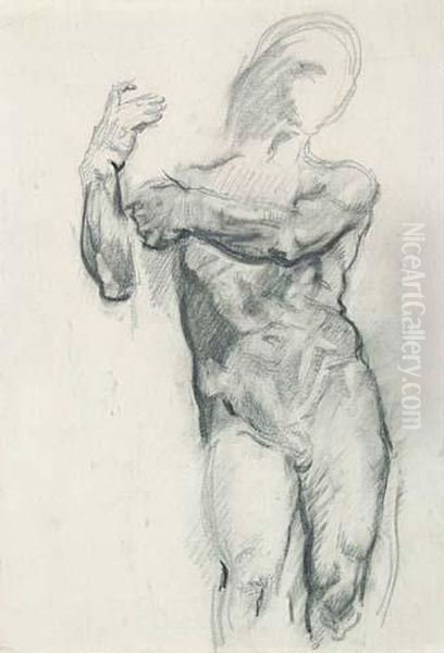 Standing Male Nude Oil Painting by Paul Cezanne