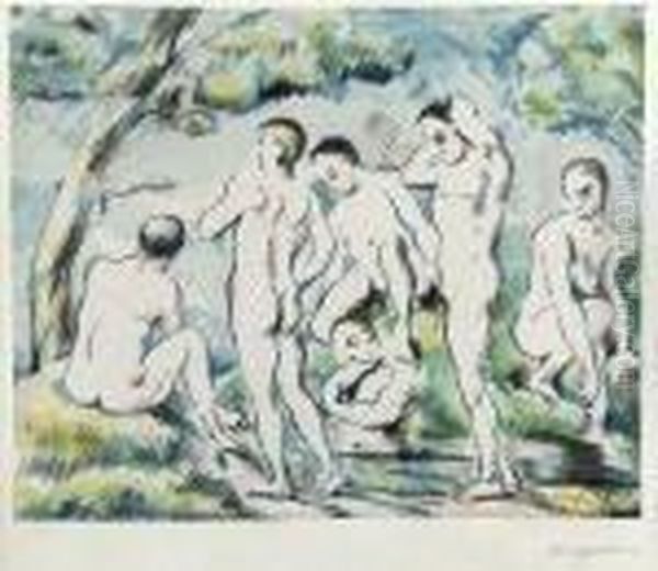 Bathers (venturi 1156) Oil Painting by Paul Cezanne