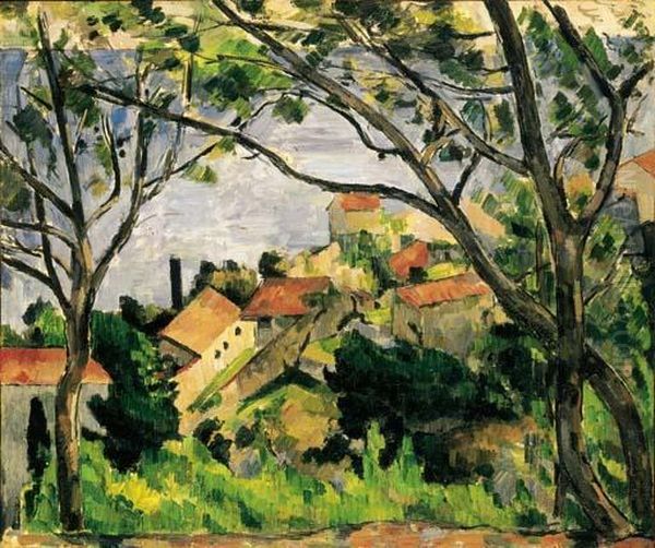 L'estaque Vu A Travers Les Arbres Oil Painting by Paul Cezanne