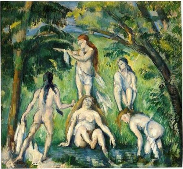 Cinq Baigneuses Oil Painting by Paul Cezanne