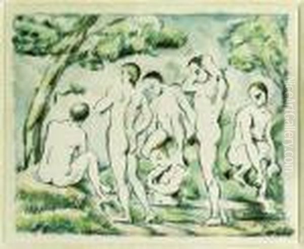 Les Baigneurs, Petite Planche (venturi 1156; Druick Iii; Johnson22) Oil Painting by Paul Cezanne