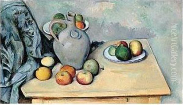 Pichet Et Fruits Sur Une Table Oil Painting by Paul Cezanne