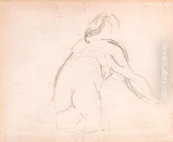 Etude D'homme (recto); And Etude Baigneuse (verso) Oil Painting by Paul Cezanne