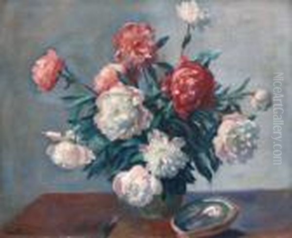 Vase De Roses Oil Painting by Arsene Chabanian