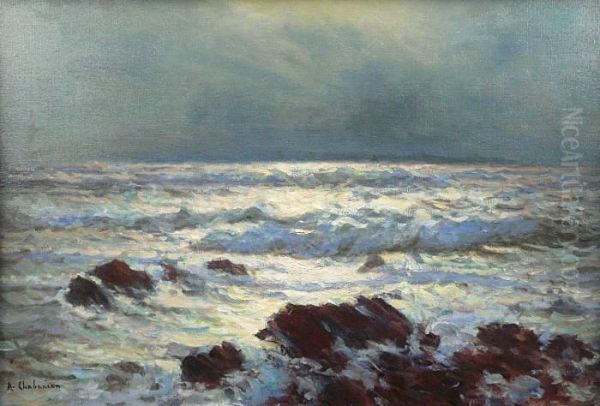 Bord De Mer Au Clair De Lune Oil Painting by Arsene Chabanian