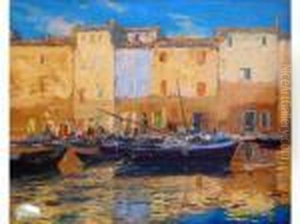 Bateaux A Quai Oil Painting by Arsene Chabanian