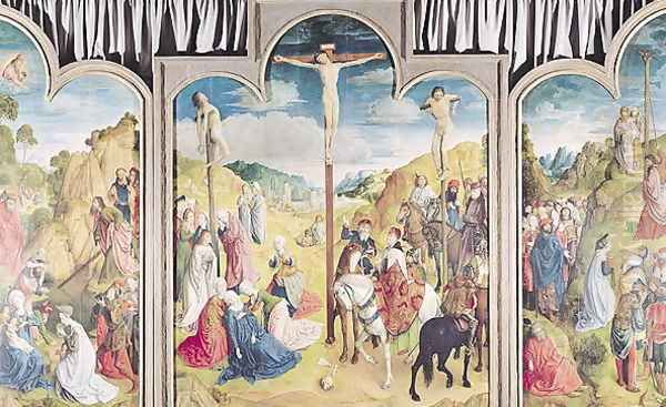 Triptych of the Crucifixion Oil Painting by van Gent (Joos van Wassenhove) Joos