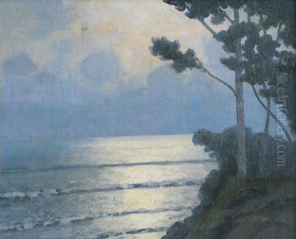 Baie De Villefrancheau Soleil Couchant Oil Painting by Arsene Chabanian