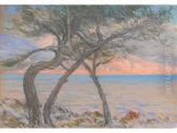 Les Arbres Au Soleil Couchant Oil Painting by Arsene Chabanian