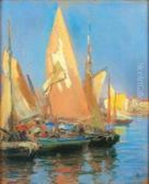 Le Port De Saint-tropez Oil Painting by Arsene Chabanian