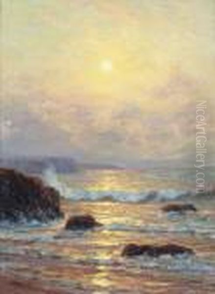 Bord De Mer, Coucher De Soleil Oil Painting by Arsene Chabanian