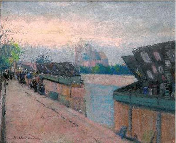 Notre-dame, La Seine Et Les Quais Oil Painting by Arsene Chabanian