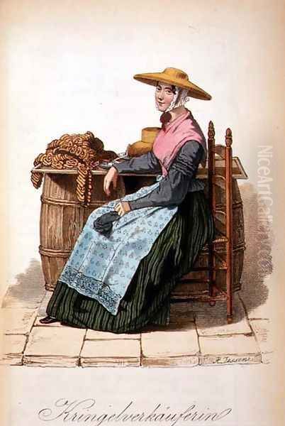 Cracknel Seller Oil Painting by Heinrich Jessen