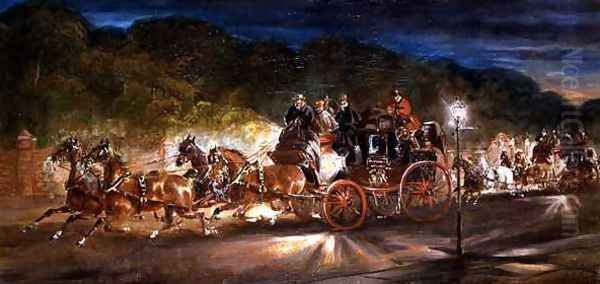 The Night Coaches Oil Painting by J.J. Jones