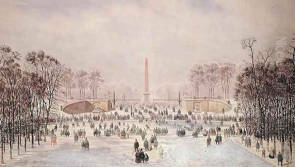 Skating in the Tuileries Oil Painting by Theodore Jung