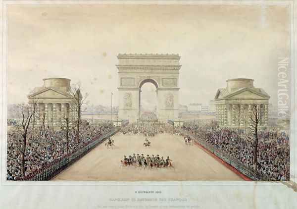 Entry of Napoleon III into Paris through the Arc de Triomphe Oil Painting by Theodore Jung