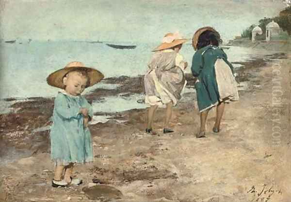 Enfants au bord de la mer Oil Painting by Philippe Jolyet