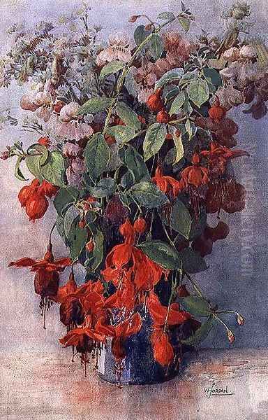 Fushia and Snapdragon in a Vase Oil Painting by William Jordan